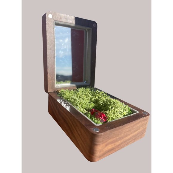 Ring Box Rose Engraved Wedding Ceremony & Proposal Jewelry Box 3.5”x2.5”x 1.5” - Picture 1 of 5